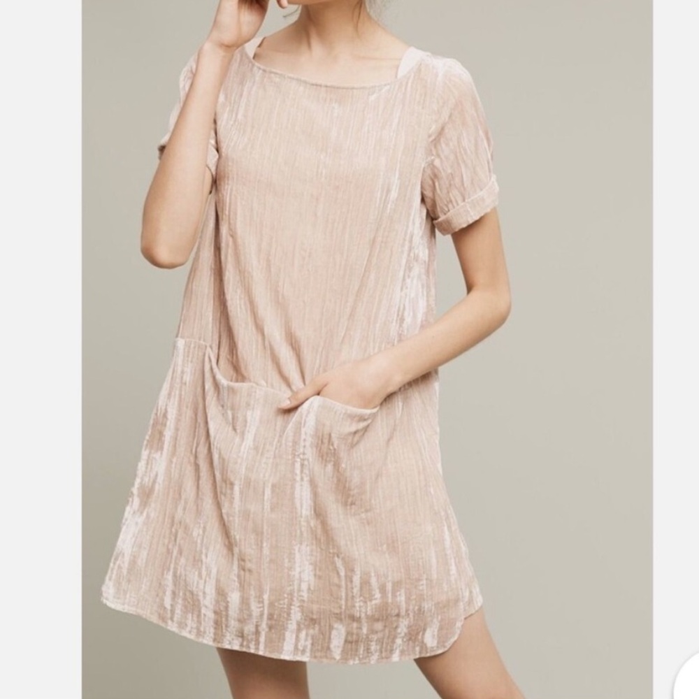Anthropologie Floreat Crinkle Velvet Dress